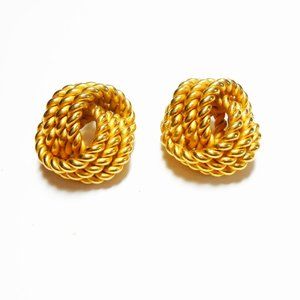 Givenchy Gold Tone Rope Knot Clip Earrings